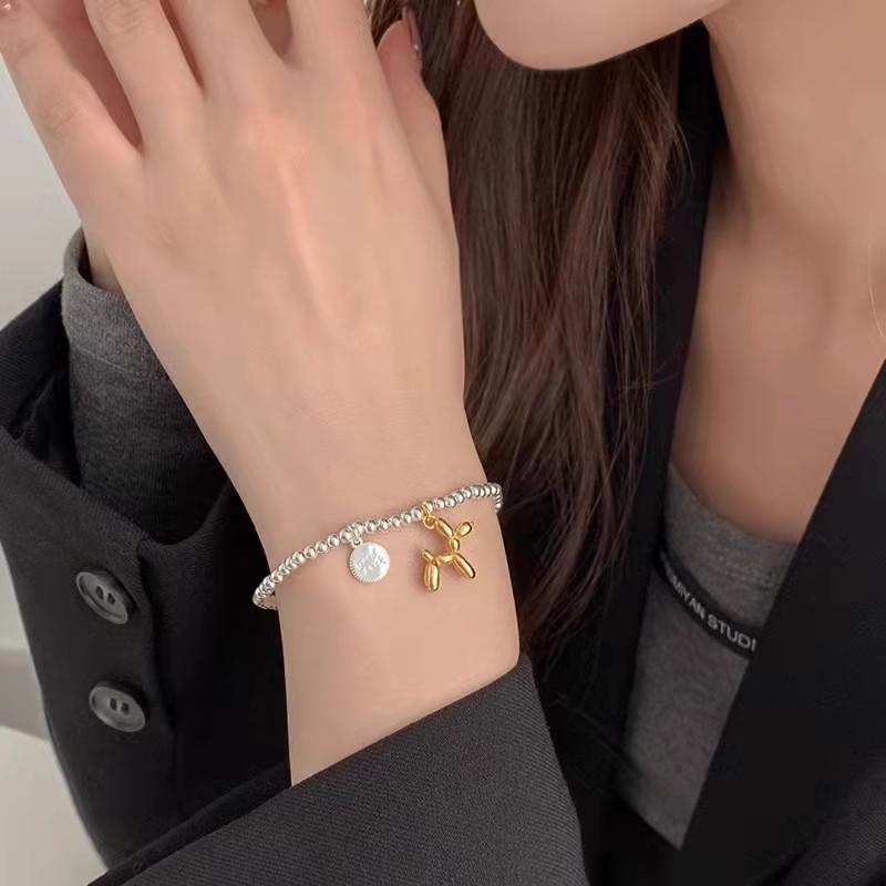 Женский браслет, креативный милый воздушный шар, браслеты с собаками, цепочка с бусинами, женские украшения, милые пары, модная эластичная металлическая веревка