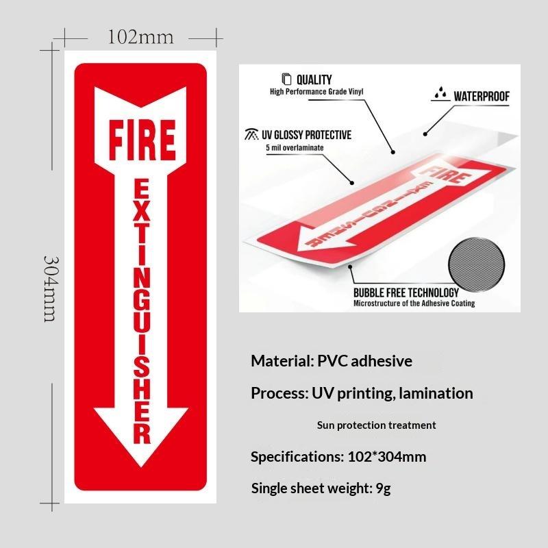Glow In The Dark Fire Extinguisher Sign Sticker Waterproof Scratch Resistant for Office Public Safety Areas