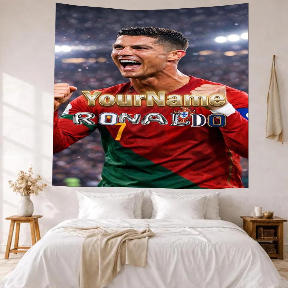 Cristiano Ronaldo Custom Your Name Wall Decor Tapestry Art For Pet Memorial Birthdaywedding Party Backdrop Family Gift