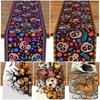 Mexican Day of The Dead Linen Table Runners Kitchen Dinning Table Decor Sugar Skull Table Runners for Dining Party Decor