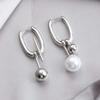 Fashion Metal Pearl U-Shaped Drop Earrings for Women Minimalist Silver Color Asymmetric Square Ear Buckle Jewelry Party Gifts