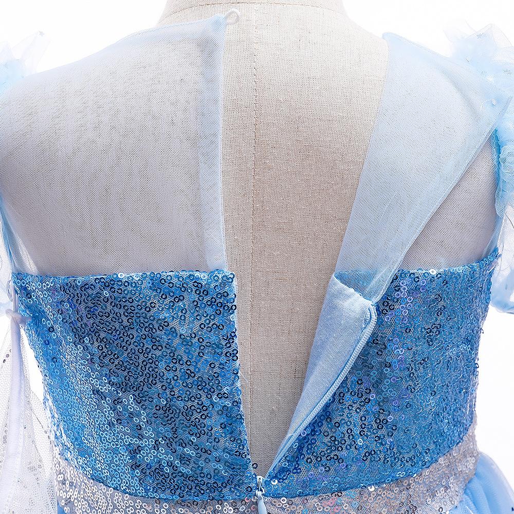 Платье принцессы для девочек, вечерние костюмы для косплея, синее платье с блестками, плащ для девочек, сетчатые платья, Рождественская вечеринка, карнавальный костюм, платья