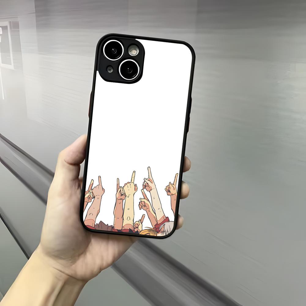 Крутое аниме H-Haikyu!! Чехол для iPhone 17 16 15 14 13 12 Pro Max Xr Air Plus, Черный Жесткий Чехол с Ощущением Кожи
