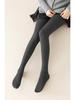 High-Waisted Gray Leggings with Velvet Lining for Spring & Autumn - Women's Belly-Tightening Pants with Non-Slip Design