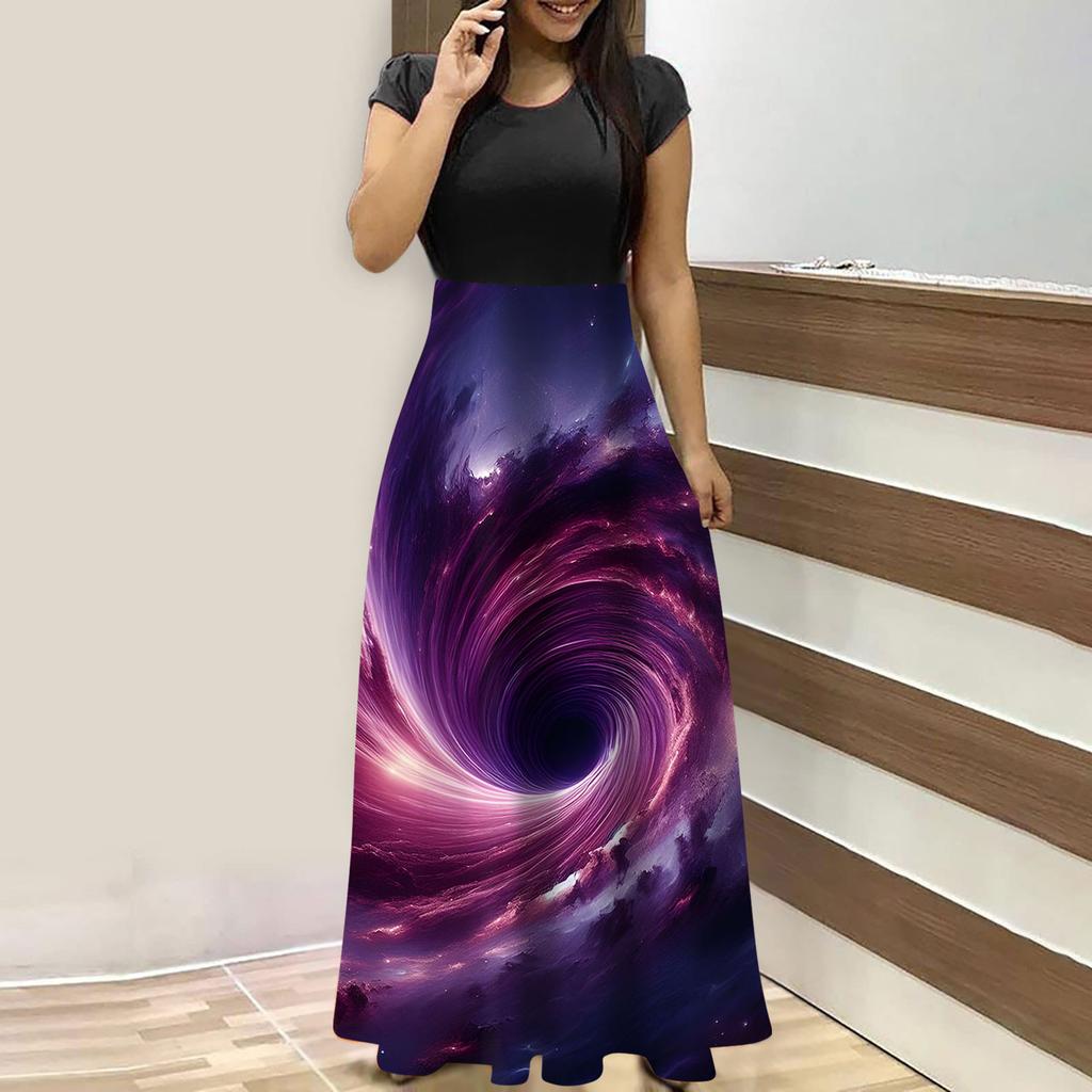 Женские модные повседневные свободные платья с круглым вырезом и коротким рукавом