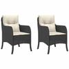 VidaXL Lot de 2 Chaises de Jardin avec Coussins, Sièges de Patio avec Housse Amovible, Meubles d'Extérieur Terrasse, Noir 365144