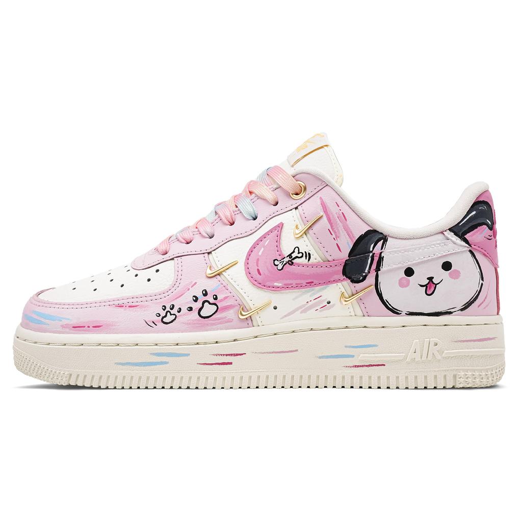 Nike Air Force 1 Happiness Puppy Lightweight Low top Skateboard Shoes Women's White Pink IB2574-600(Team1690-)