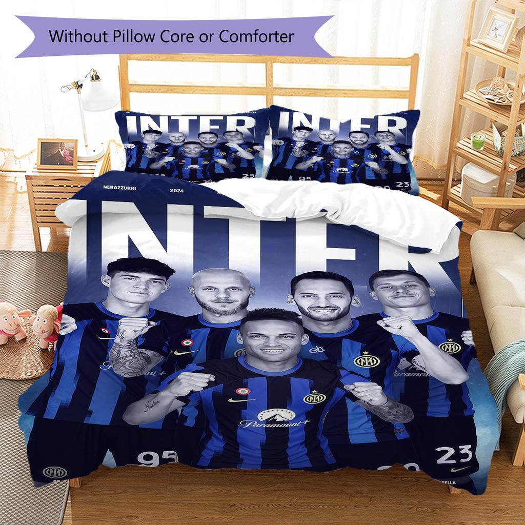 Inter Milan Pattern Bedding Quilt Set Quilt Cover Pillowcase Home Decoration Birthday Gift (1 * duvet cover + 2 * pillowcase, without core)