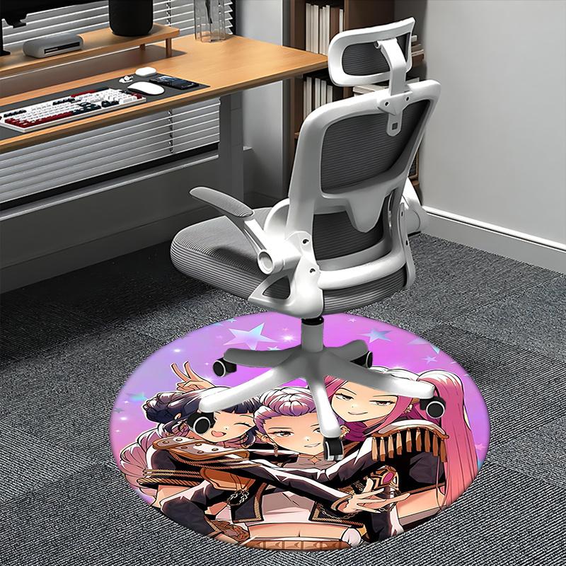 Kpop Girls Chair mat Round Rug-Office carpet, Machine Washable, Non-slip, Suitable for Living Rooms, Bedrooms, Entryways, and Holiday-themed