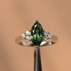 Women's 925 Sterling Silver Ring Marquise Cut Green Sapphire Gemstone Band For Engagement Wedding & Anniversary Wear