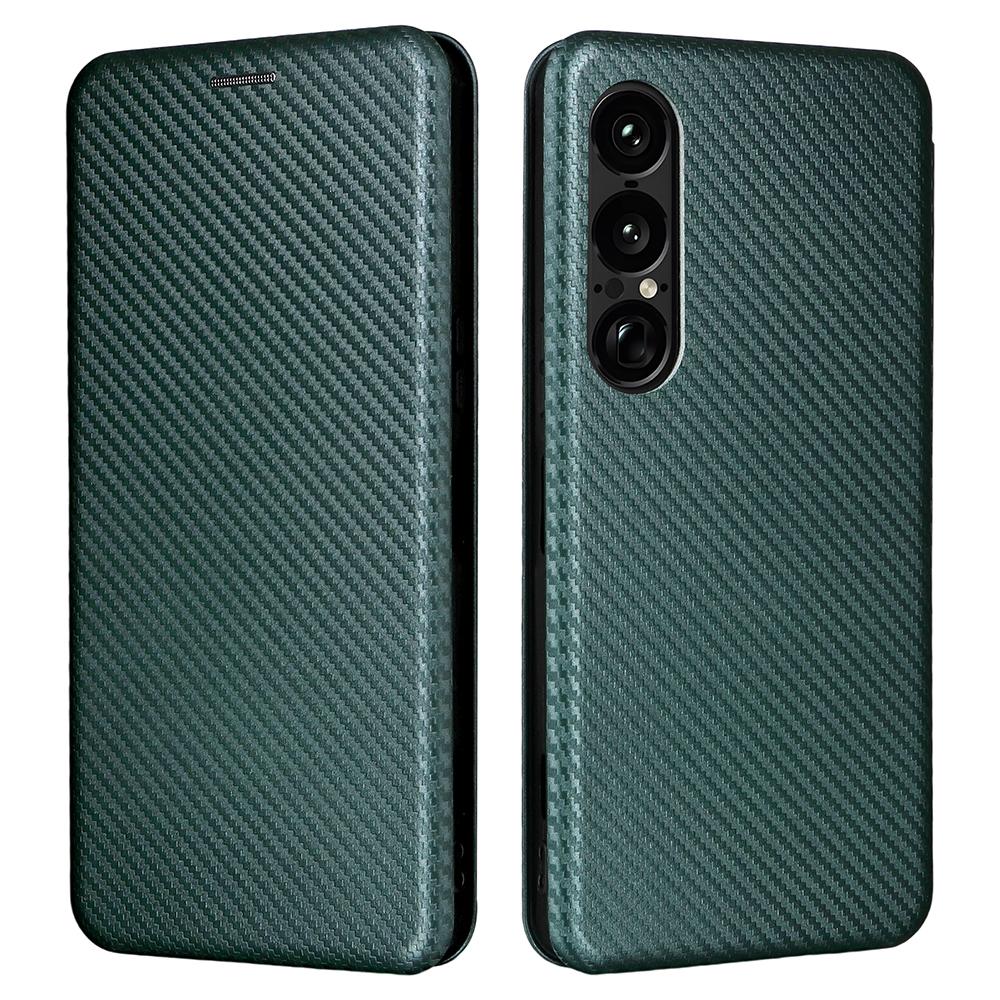 Чехол для Sony Xperia 1 VII с текстурой углеродного волокна, противоударный, из ПУ кожи, чехол для телефона