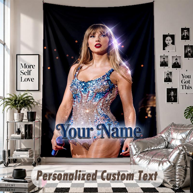 Wall Hanging Tapestry With Custom Name & Text, Taylor Swift Decorative Tapestry For Bedroom