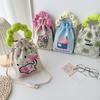 Knitted Bucket Lucky Bag Female Cartoon Gift Bag Hand Bag Casual Versatile Drawstring Handbag Bento Meal Bag