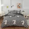 Простой клетчатый стираный хлопок, состоящий из четырех частей, простыня, трех частей, пододеяльник