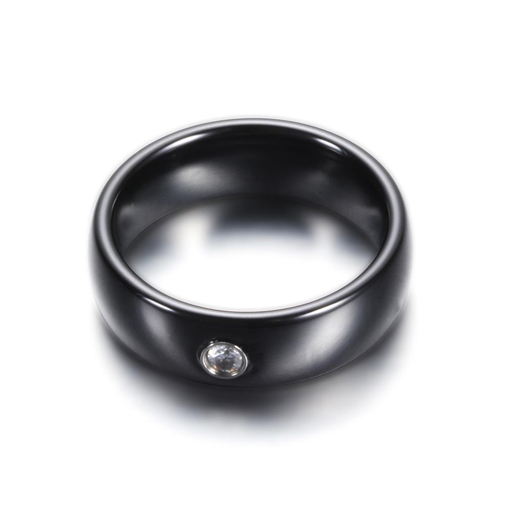 Black and White Ceramic Diamond Ring - Fashion Trend for Couples