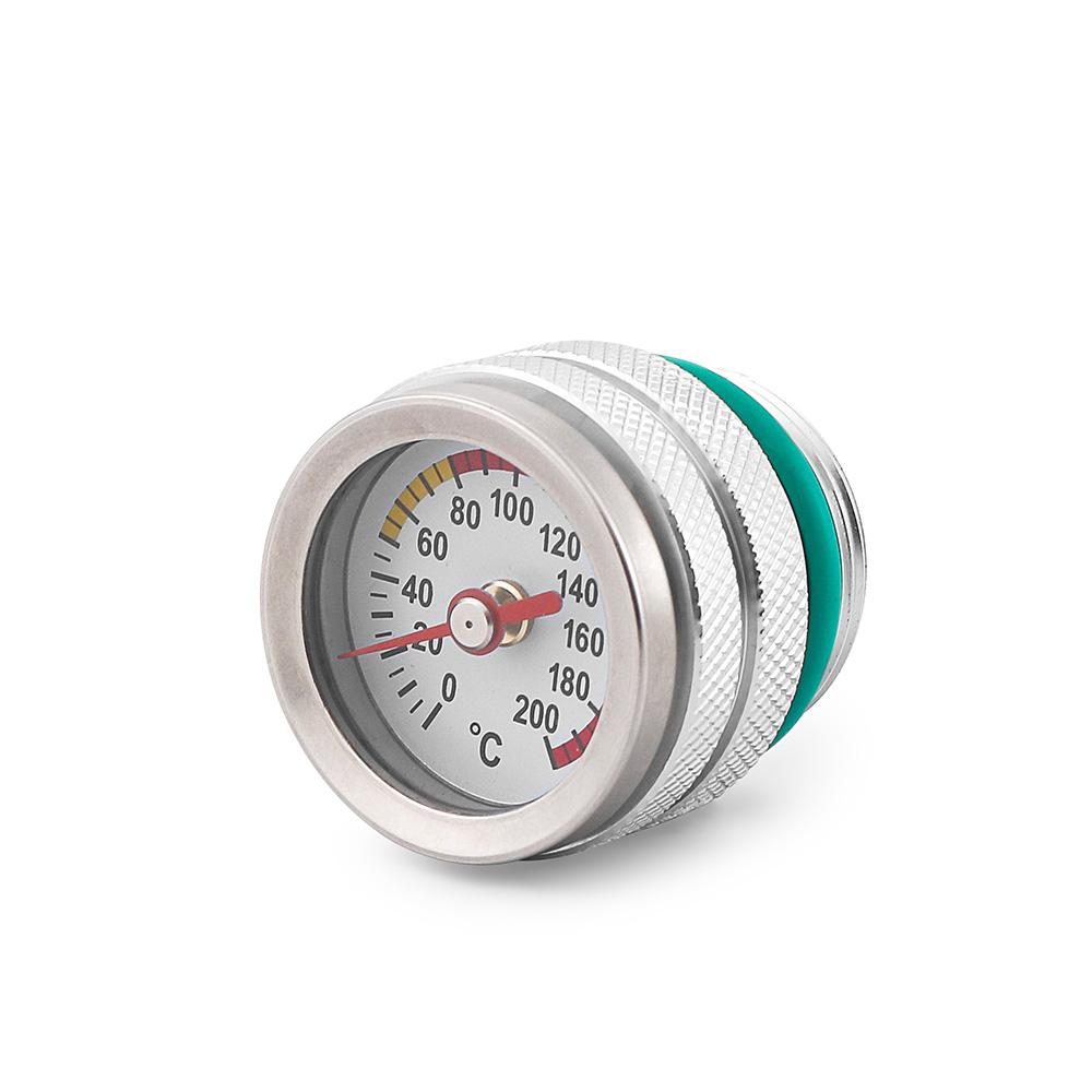 M30×1.5 Fuel Tank Cap Oil Temp Gauge 0-200°C Pointer Dial Meter for Motorcycle Black Silver BX103093