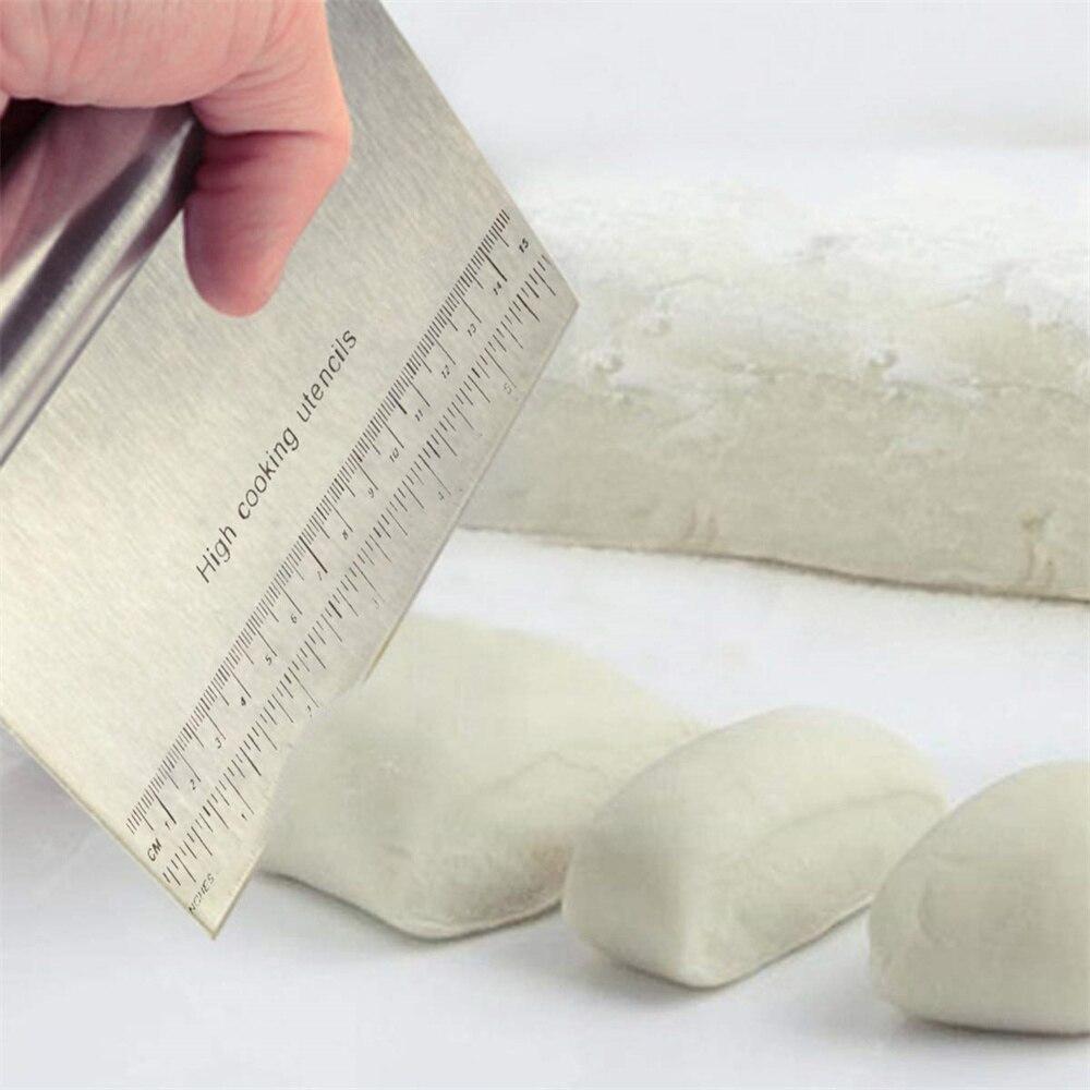 Скребок для теста и печенья из нержавеющей стали, резак для пиццы, измельчитель с мерной шкалой, универсальный нож для сепаратора хлеба для торта, весы