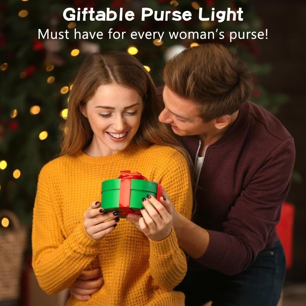 Round Purse Glow Light USB Rechargeable Mini Purse Lamp for Women Tote Wallet