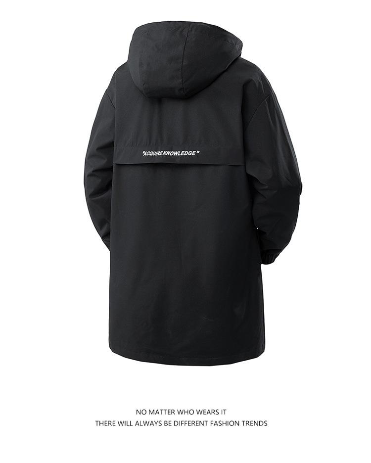 Мужской плащ-тренч со капюшоном средней длины "Пугало" - Модный, свободный, больших размеров для весны и осени