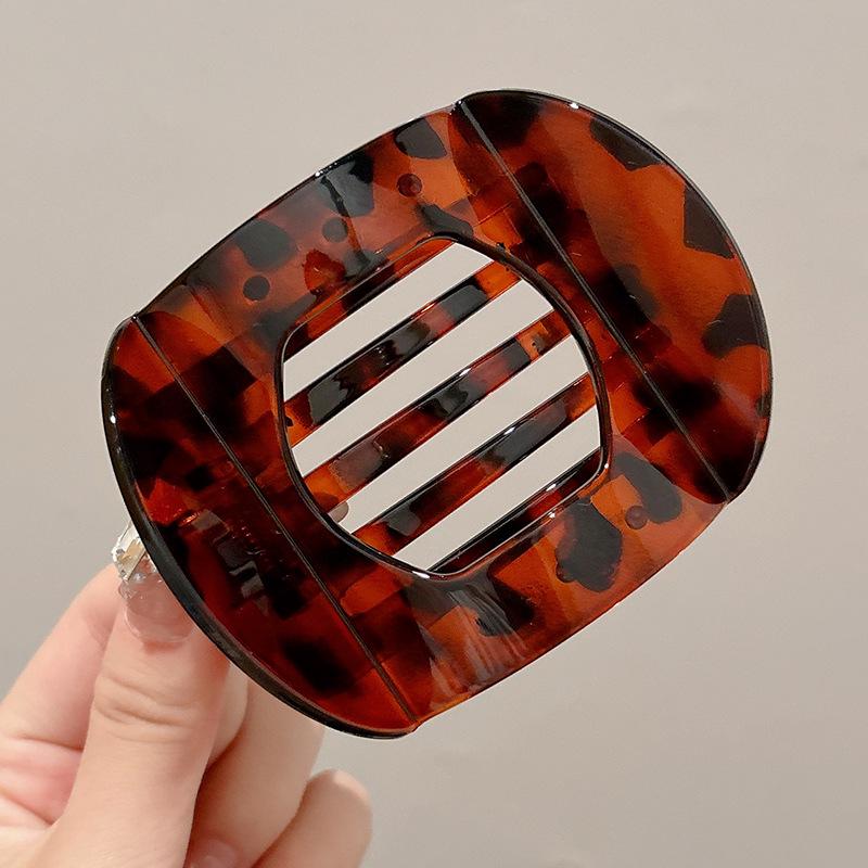 Удобная заколка-краб из абалона для женщин - Полностью назад, круглый плоский пучок и изогнутый хвост, аксессуар для волос