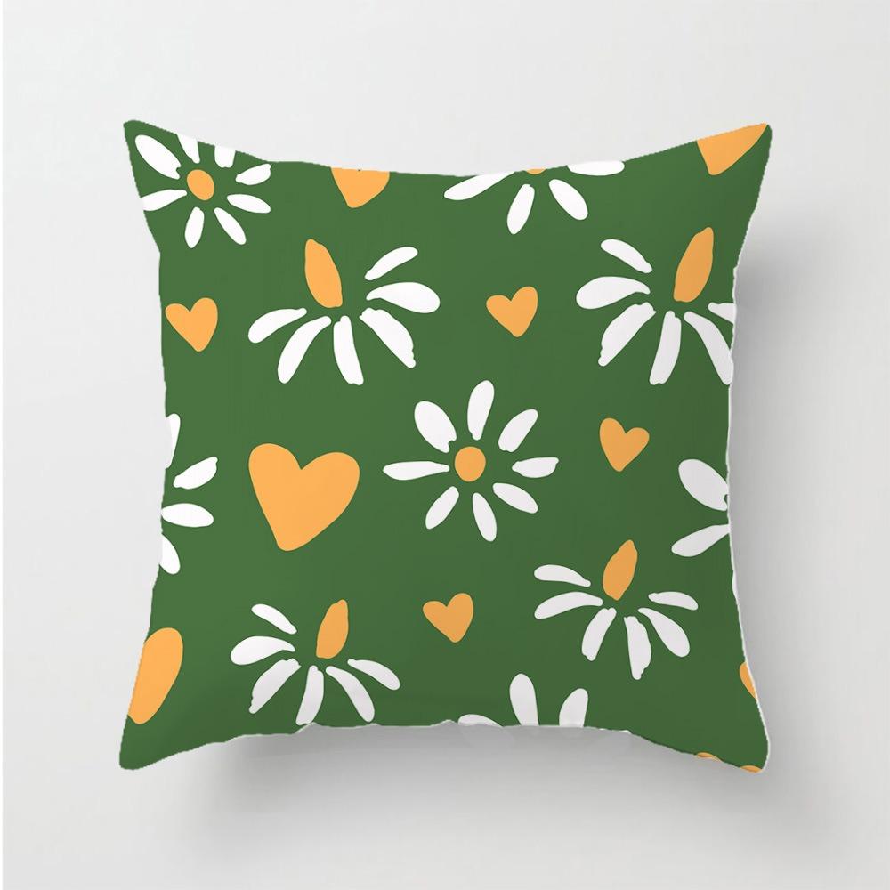Modern Daisy Flower Peach Skin Pillow Cover 2D Flat Printed Cushion Case For Living Room Sofa Bedroom Home Decor 45X45Cm New