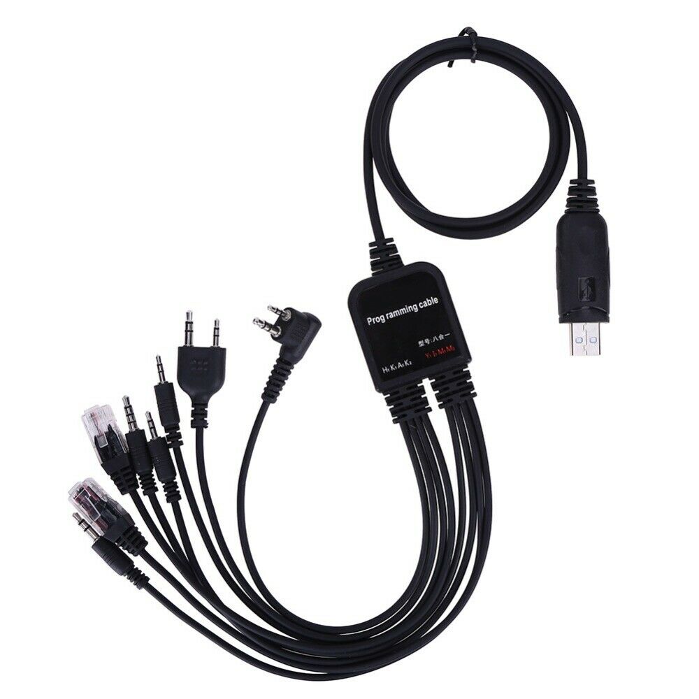 8 in 1 USB Programming Cable For Kenwood For Baofeng For Motorola For Yaesu Walkie Talkie Computer CD Software Two Way CB Radio