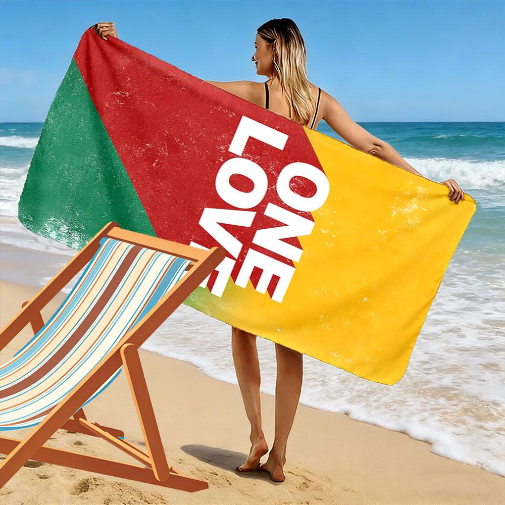 One Love Colorful Towel Design Beach Towel Quick-drying for Travel Outdoor Sports Jogging Beach and Swimming