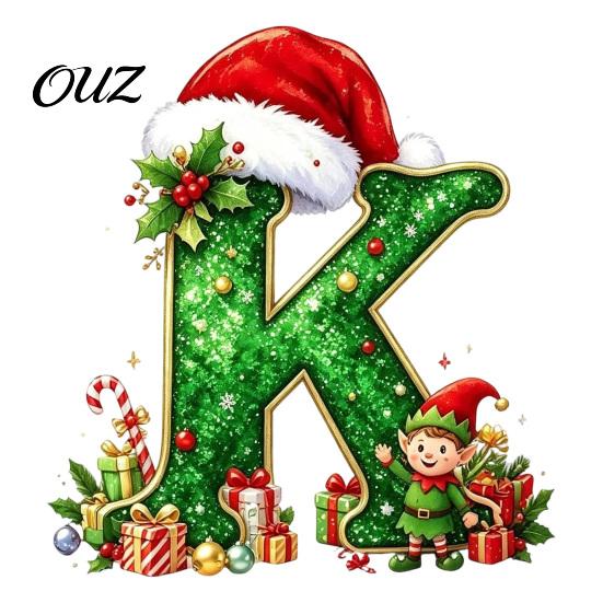 Durable Hanging Letter Decoration 26 Alphabet Christmas Ornament, Personalized Letters Acrylic Tree with Santa Hat Pendant And Elf Boy for Xmas Mantel