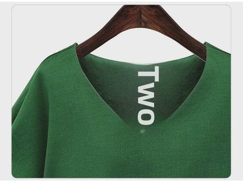 Summer V-Neck Cotton & Linen Bat Sleeve Shirt - Loose Fit, Plus Size Trend