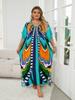 Classy V-neck Kaftan Hot Selling Butterfly Printed Mrs Roper Robe Fashion Moo Moo Dress Homewear Loose Vacation Party Long Dress Q1594