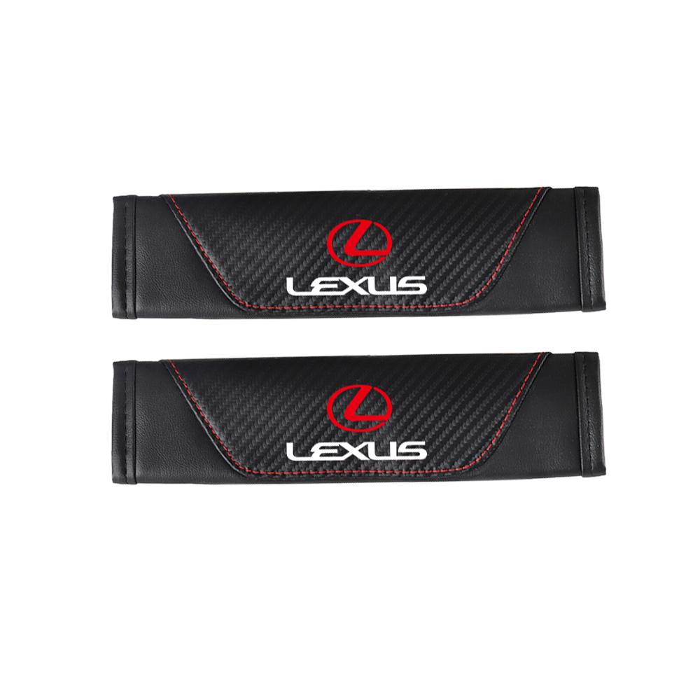 Interior Stickers 2Pcs Leather Car Cotton Seat Belt Pads Safety Shoulder Mat Accessories For Lexus LS LC IS350 ES300h ES300 IS25