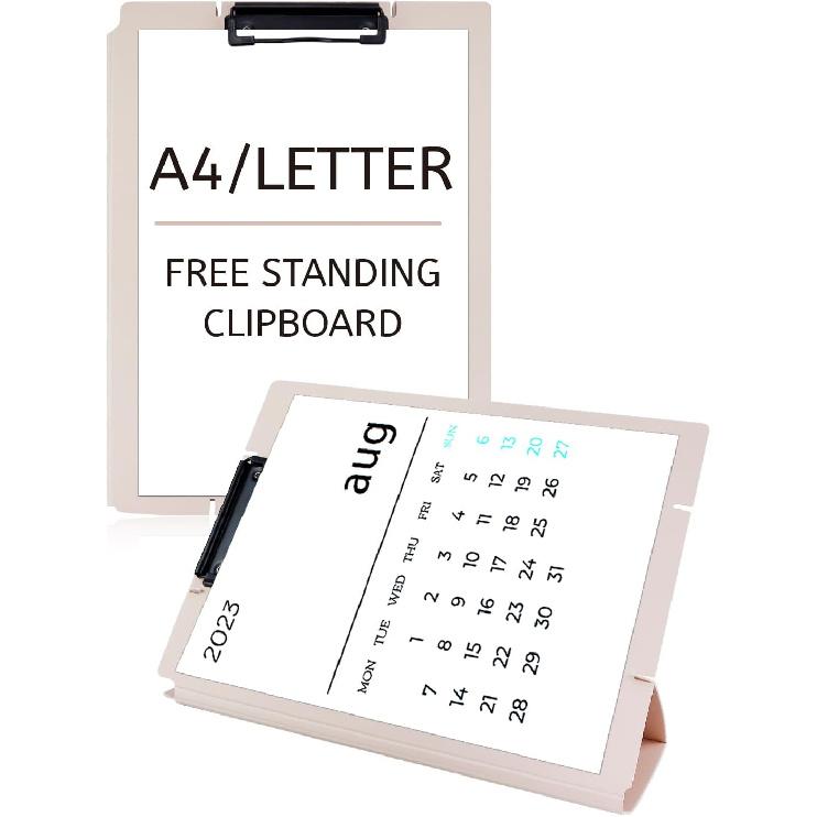 Free Standing Clipboard and Desktop Stand with Adjustable Buckles Easel Back - Foldable Stand and Document Holder for School, Office and Business Use