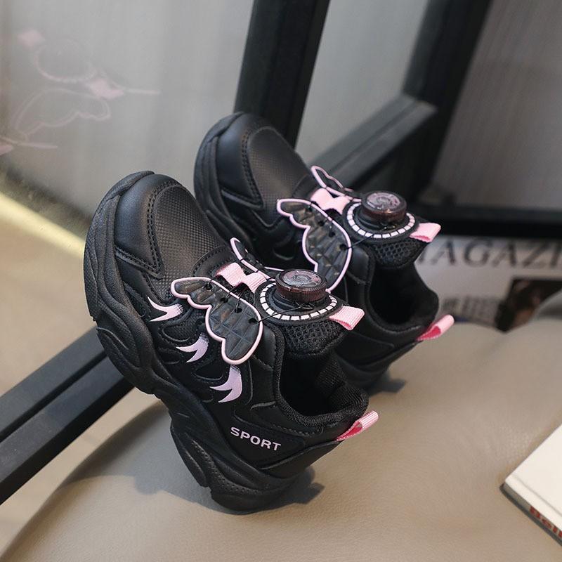 Girls Winter Running Shoes With Rotating Buckle Warm Lined Casual Dad Sneakers Kids Ages 7-16