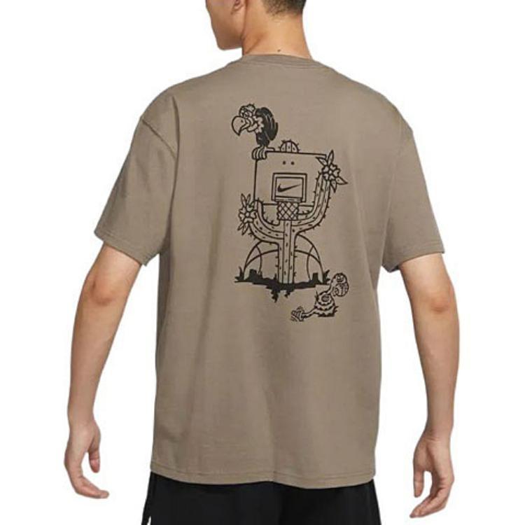 Men's Nike Cartoon Printing Round Neck Short Sleeve Olive Grey T-Shirt DR8915-040