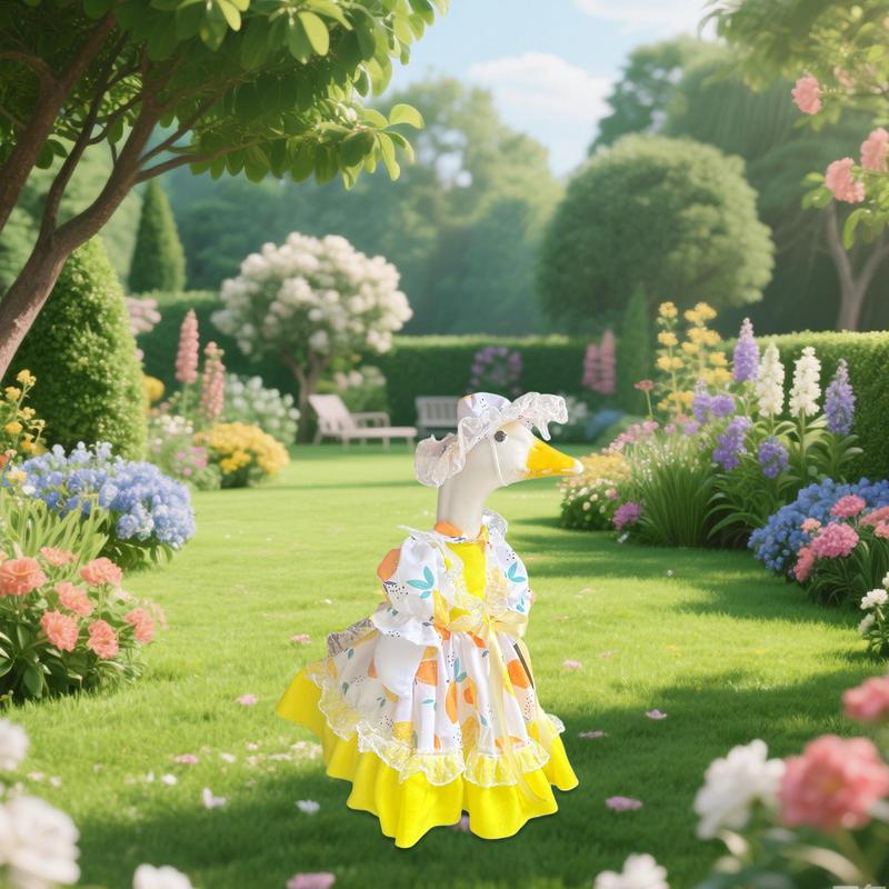 Весенний наряд утки Красочное желтое платье Одежда для утки Погодоустойчивое Террасное искусство Многоразовое Украшение для двора На улице Для праздника
