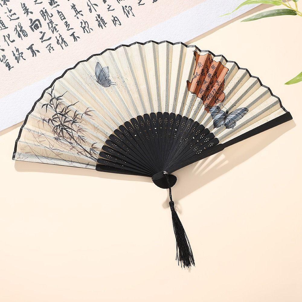Складной веер-бабочка в стиле ретро, веер в китайском стиле, элегантный танцевальный веер для свадебной вечеринки
