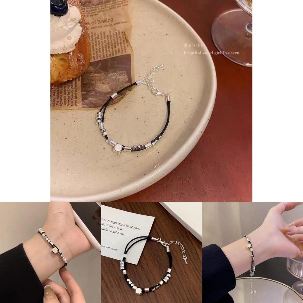 Unique Geometric Silver Square Leather Bracelet For Men And Women 2024 Summer