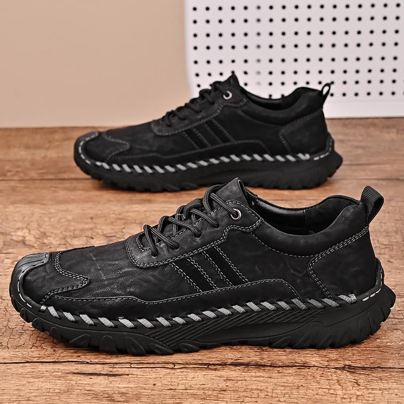 Brand New Fashion Male Sports Shoes Leather Men Casual Light Running Shoes Handsewn Breathable Sneakers Outdoor Leisure Shoes