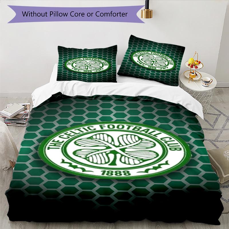 Celtic Football Club Crest Printed Pattern Duvet Cover Set – includes 1 duvet cover and 2 matching pillowcases Bedroom decor Christmas gifts