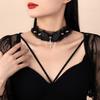 Чокер Харадзюку Цепочка на шею Женский Кружево Крылья ангела Крест Клепки Ошейник Ожерелье Цепочка на ключицу