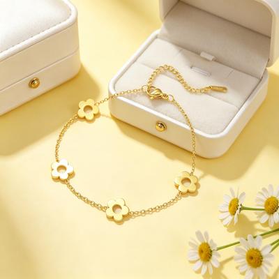 Изысканный Браслет с Подвеской-Цветком из Нержавеющей Стали, Регулируемый Браслет для Женщин, Подарок для Пары, Рождественское Украшение