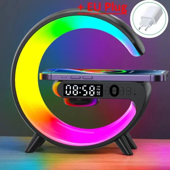 Многофункциональная беспроводная зарядная подставка-пад с RGB-подсветкой, будильником и динамиком для iPhone, Samsung, Xiaomi, мини-док-станция для быстрой зарядки