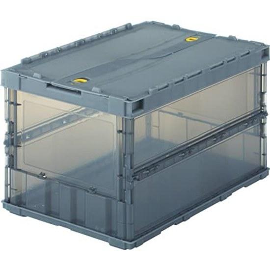 Trusco Nakayama (TRUSCO) Skelcon Skeleton Container Lock Lid Storage Case Box Thin Folding Skel Transparent Black 50L TSK-C50B-BK