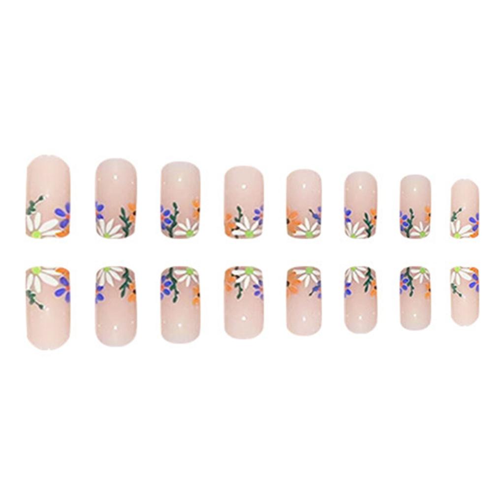 Nude Fake Nails with Flower Printed with Harmless and Smooth Edge Nails for Manicure Lovers and Beauty Bloggers