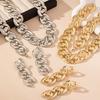 3PCS Zircon Set for Women Gold Copper Color Big Cuban Chains Bracelet Necklace Fashion Chunky Chain Collares Earring Gifts