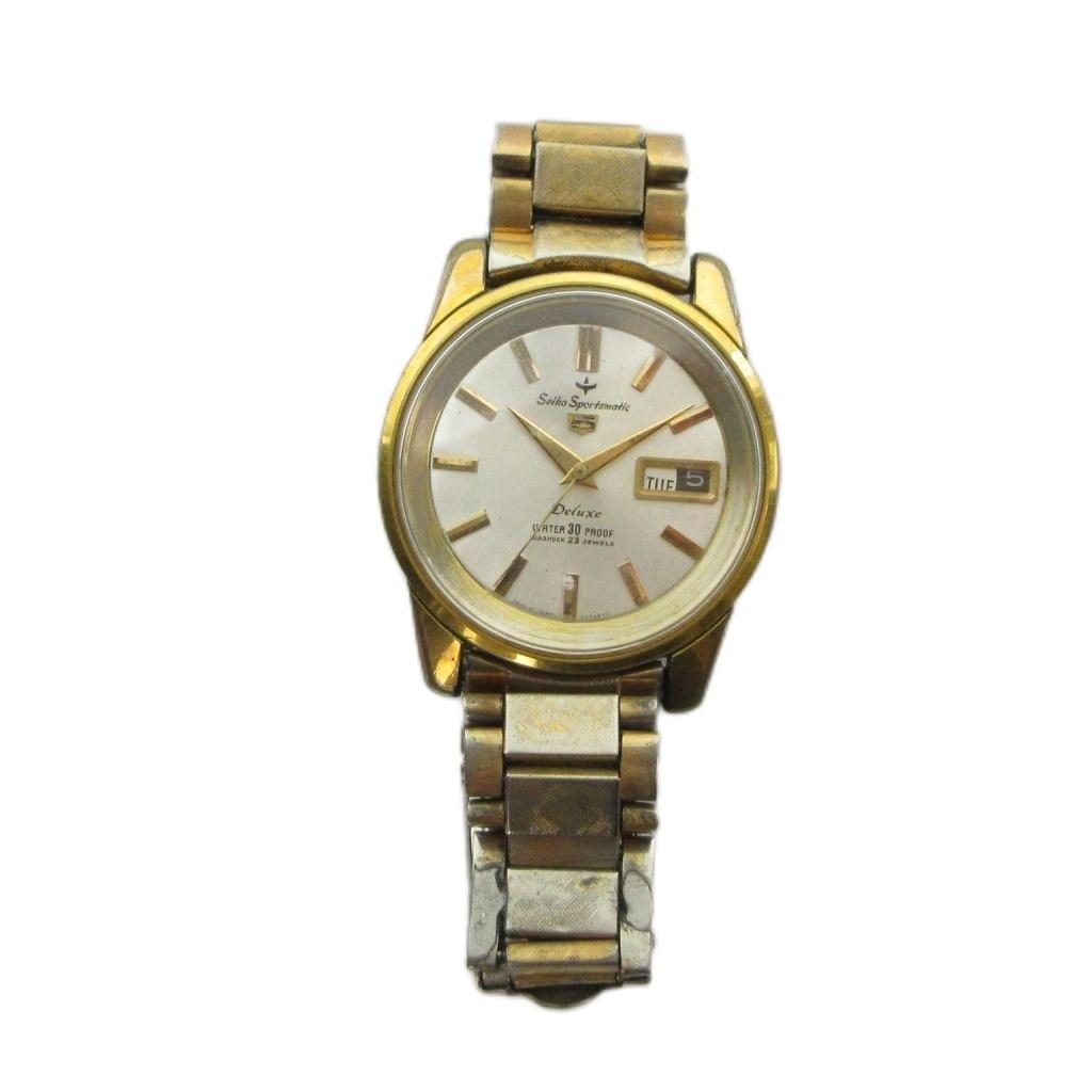 SEIKO 5 Sportsmatic Deluxe Винтажные Антикварные Часы Автоматические 23 Камня Золотой Цвет День-Дата