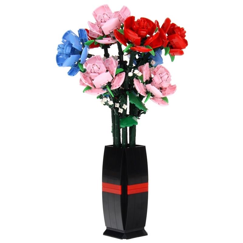Building Blocks Flowers Bouquet of Flowers Roses in a Vase 768 Pieces