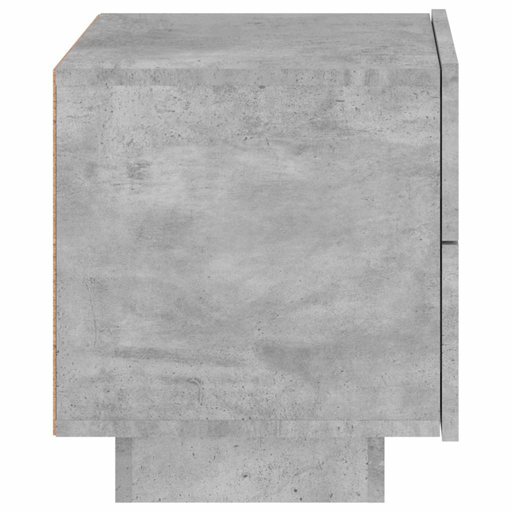 Nightstand with LED Lights Concrete Grey 70 x 36 x 40.5 cm