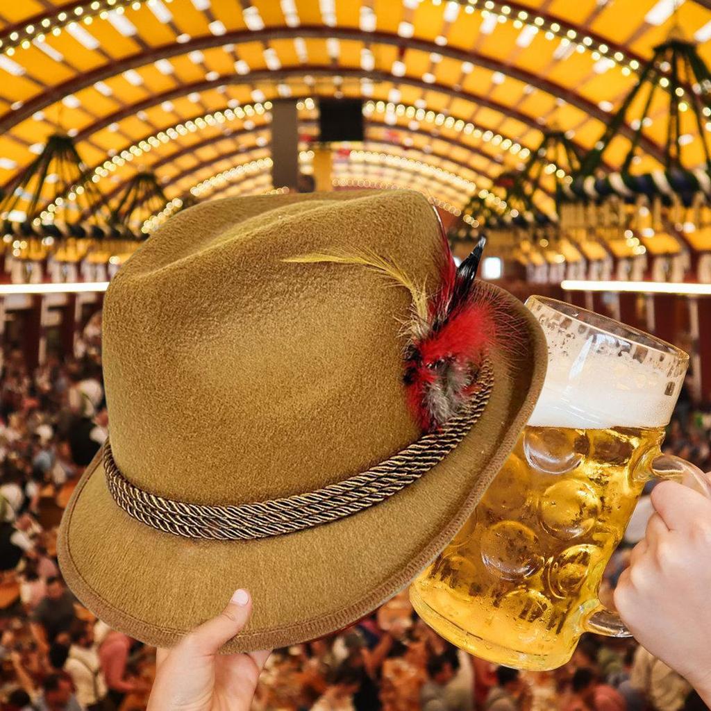 Шляпа Октоберфест Вечеринка Пивного Фестиваля Шляпа Трилби Хомбург Декоративный Витой Пояс Головной Убор Шляпа Виджет Вечеринка Прическа
