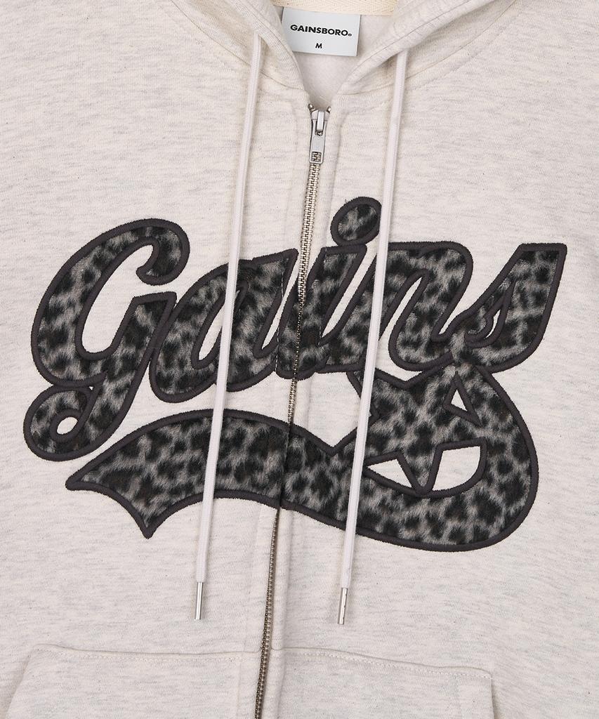 Толстовка с молнией Gainsboro Applique Star Logo, версия с леопардовым принтом, Овсяный/Леопардовый принт